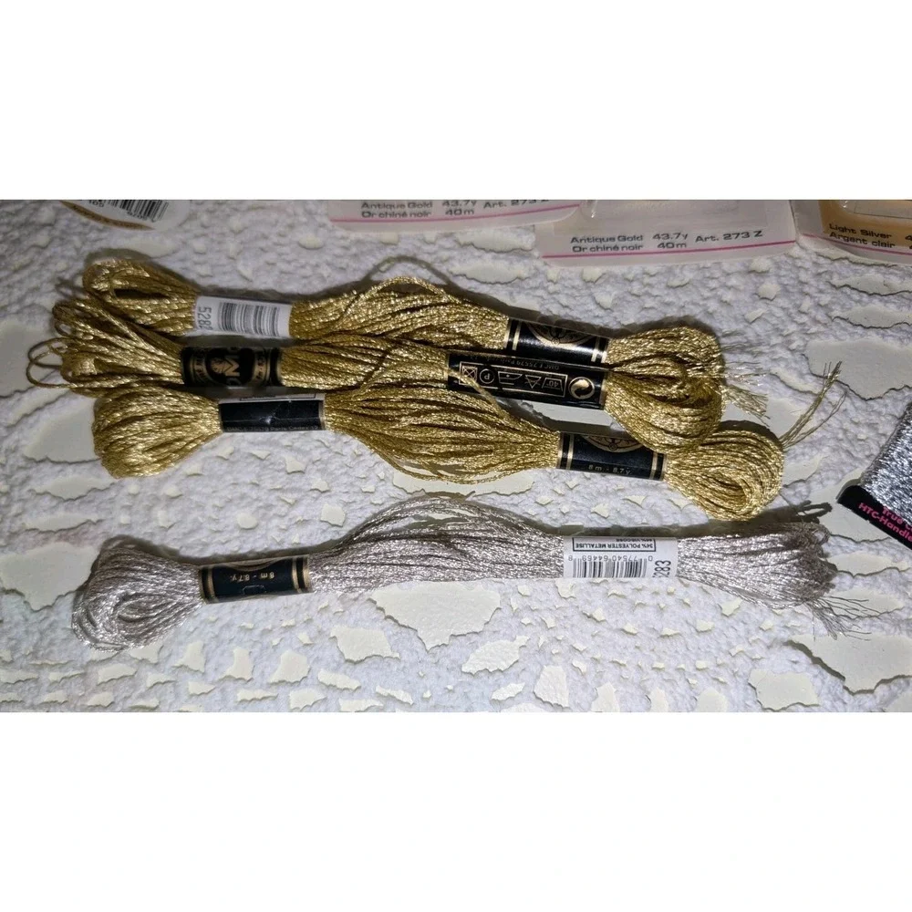 Metallic Special Threads Gold Silver Shimmer Cross Stitch Sewing DMC Coats Lot